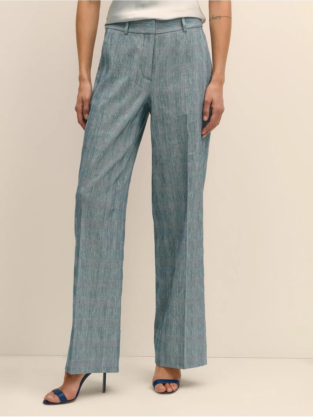 RP $298. Brooks Brothers Seafoam Blue Wide-Leg Pants.